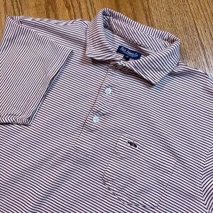 Fish Hippie Polo Shirt Mens Medium White Stripe Pocket Short Sleeve Pima Cotton